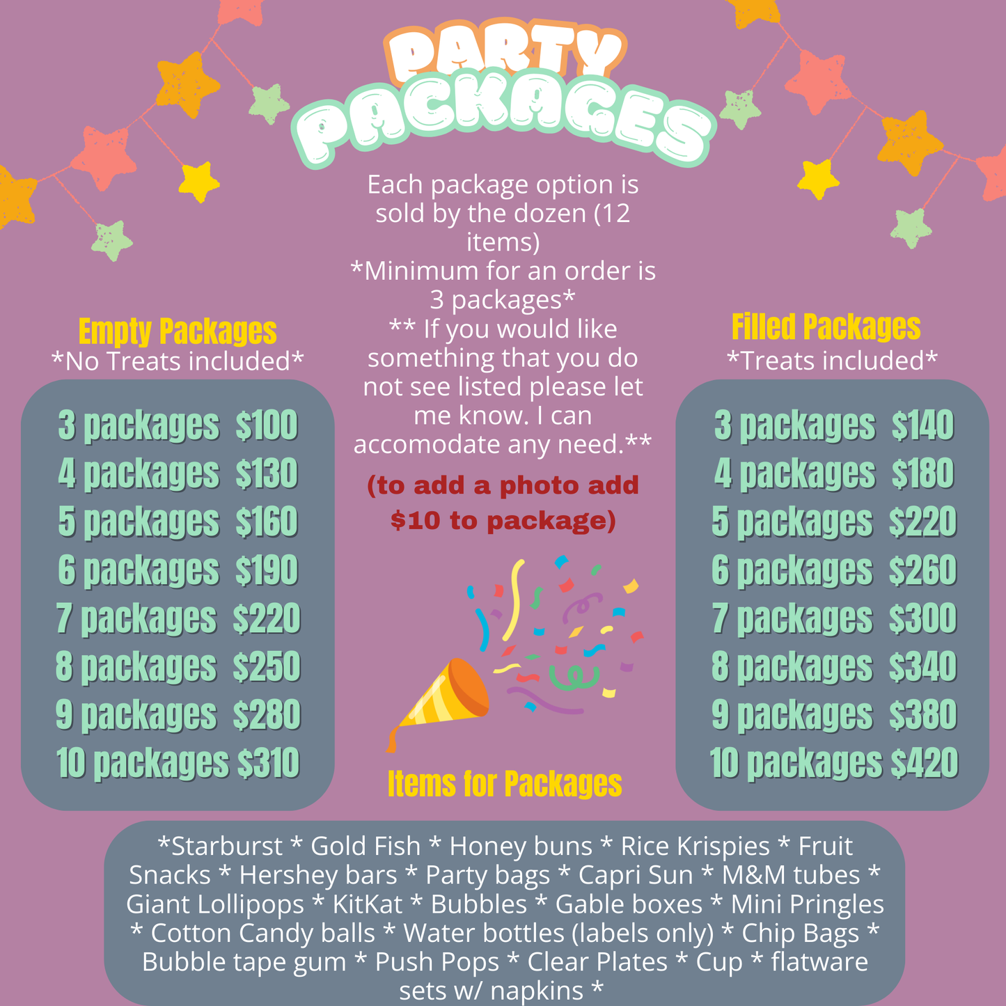 Custom Party Packages
